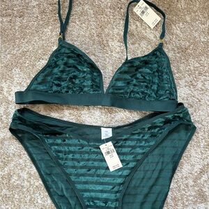 Aerie Velvet Bralette + High Cut Bikini Set